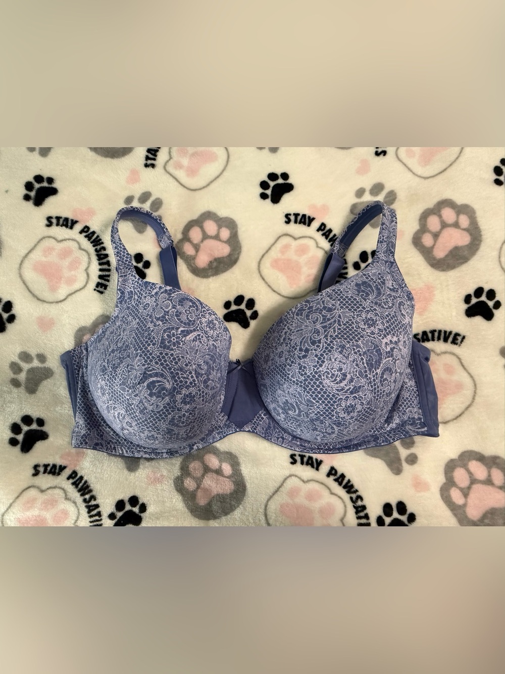 Lace-Print Underwire Bra in Lavender - 44DDD
